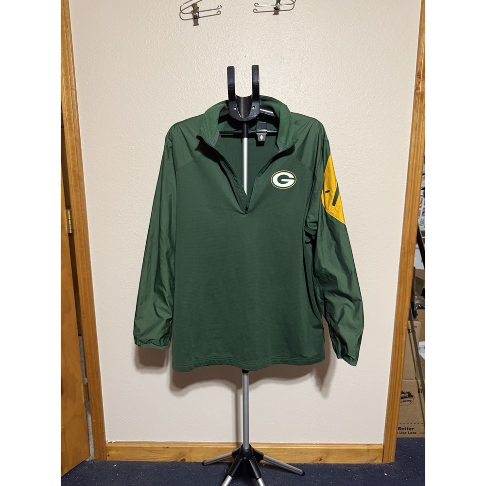 Nike Dri-FIT Green Bay Packers 1/4 Zip Pullover Jacket XL NFL On Field Apparel